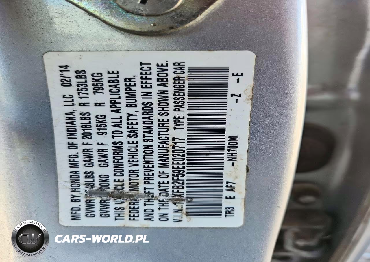 2014 Honda Civic Lx VIN:19XFB2F59EE020717 - 12