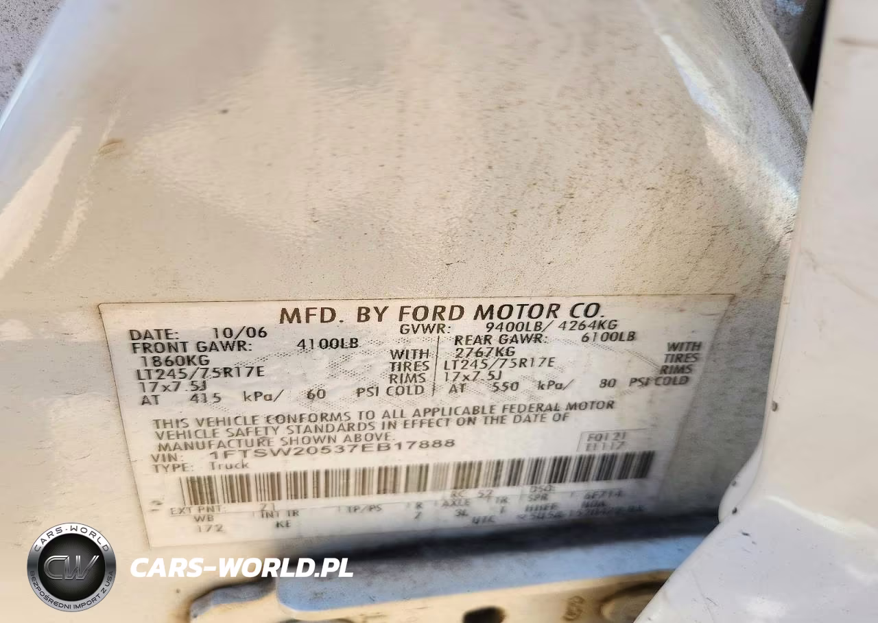 2007 Ford F250 Super Duty VIN:1FTSW20537EB17888 - 12