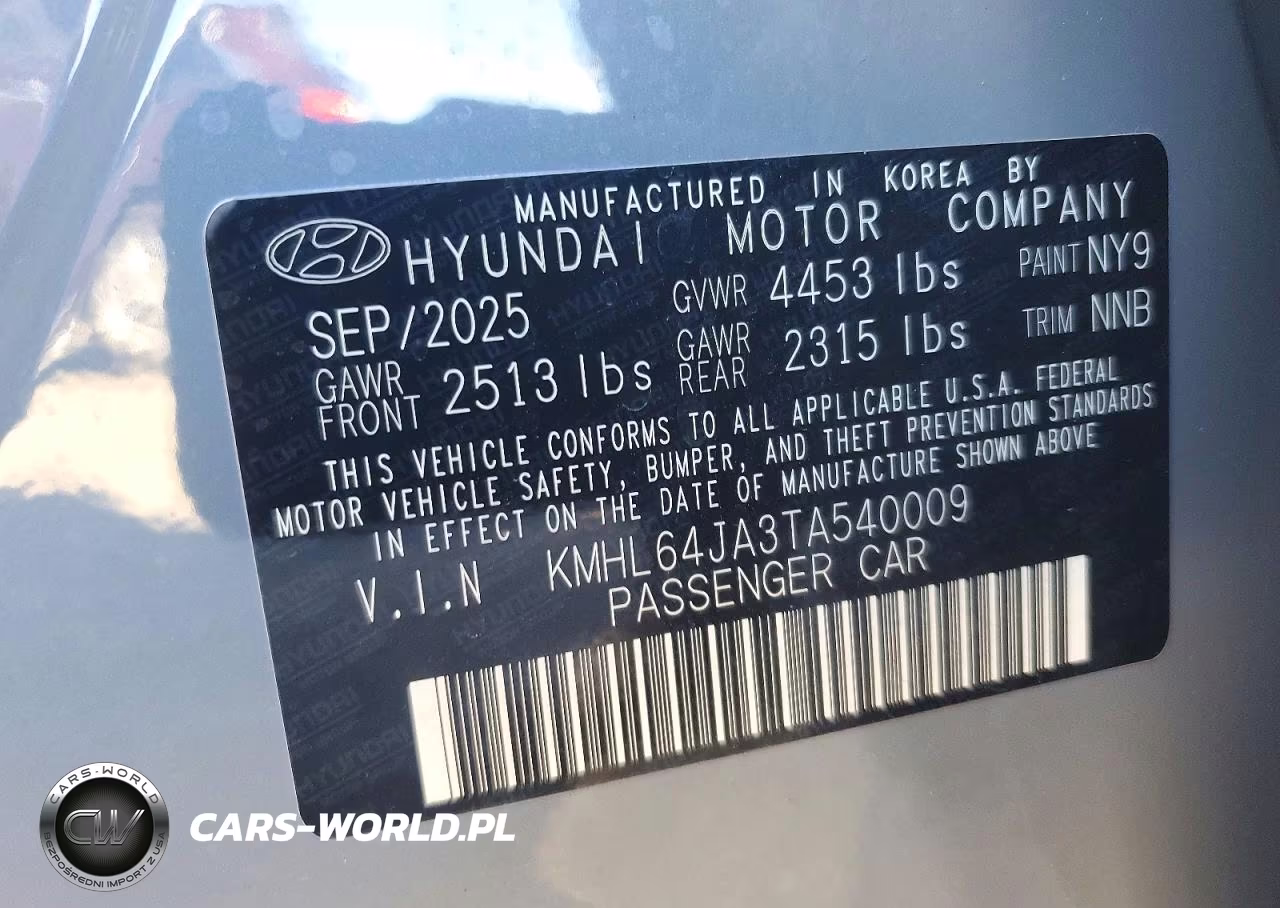2026 Hyundai Sonata Sel Sport VIN:KMHL64JA3TA540009 - 12