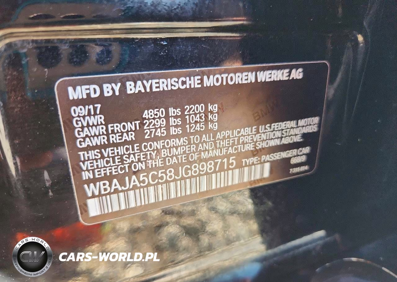 2018 BMW 530 I VIN:WBAJA5C58JG898715 - 12