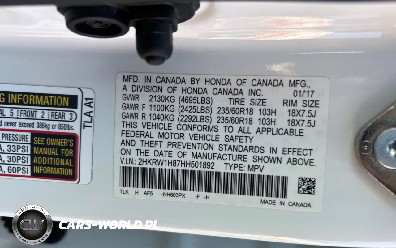 2017 Honda Cr-V Exl VIN:2HKRW1H87HH501892 - 10