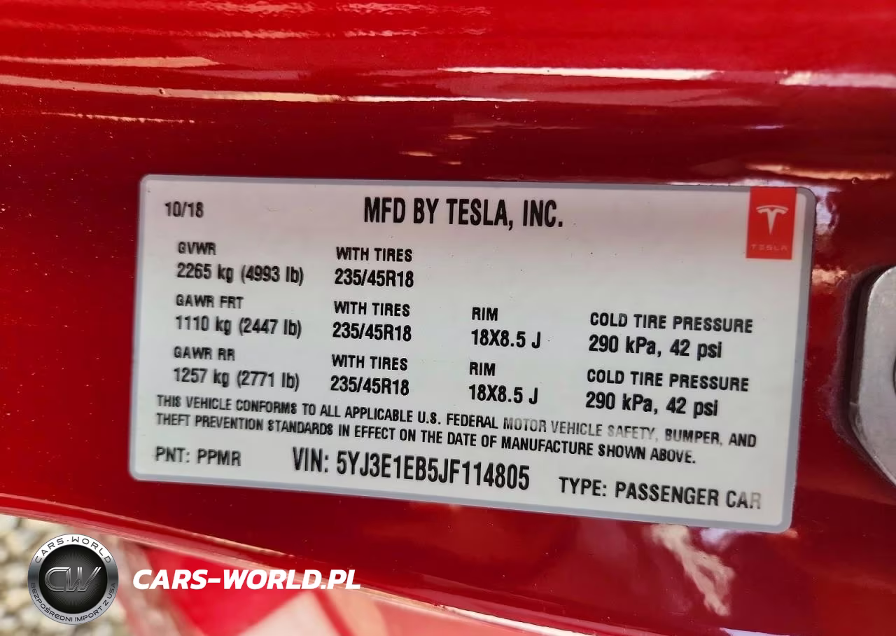 2018 Tesla Model 3 VIN:5YJ3E1EB5JF114805 - 13