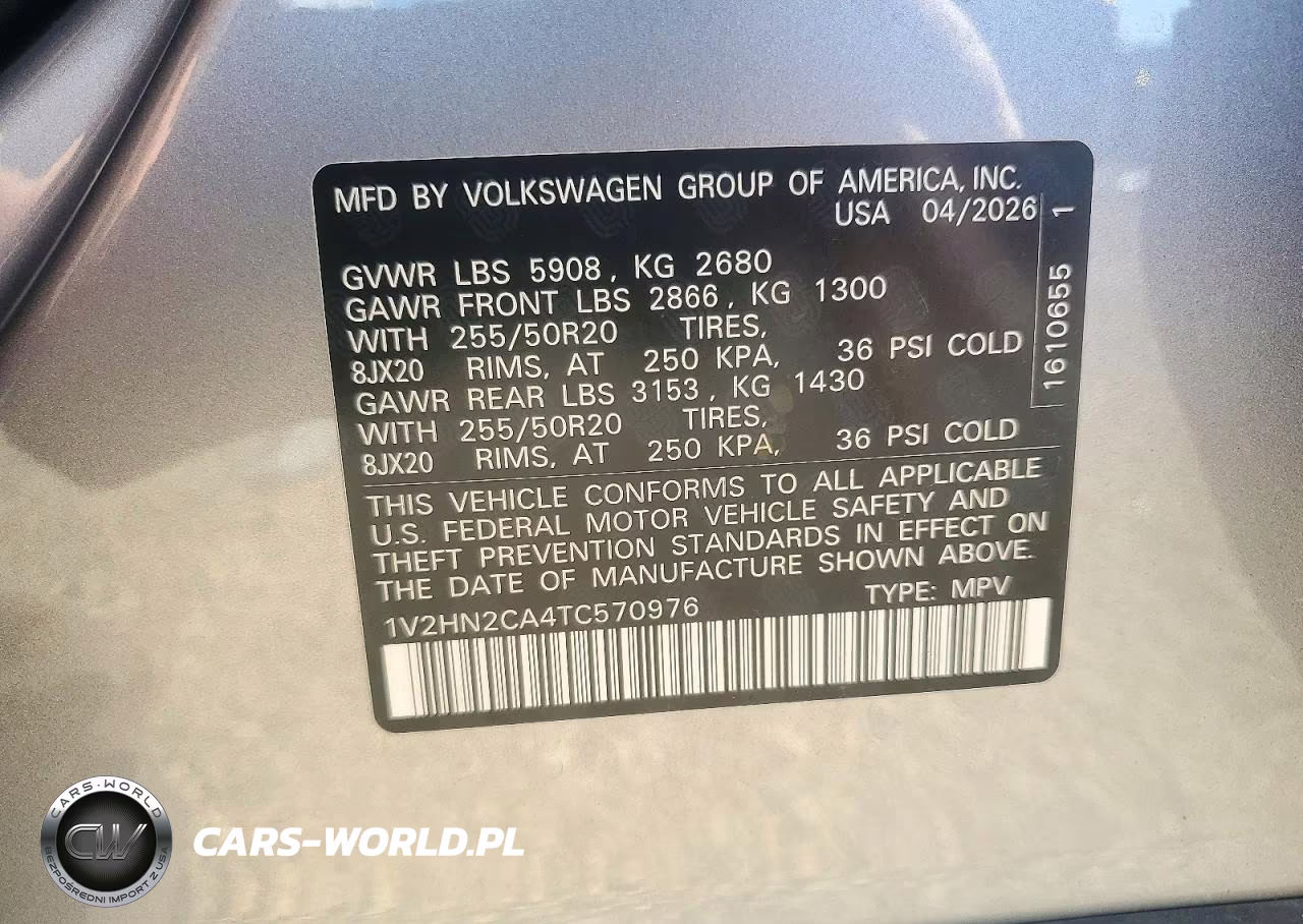 2026 Volkswagen Atlas Se VIN:1V2HN2CA4TC570976 - 14