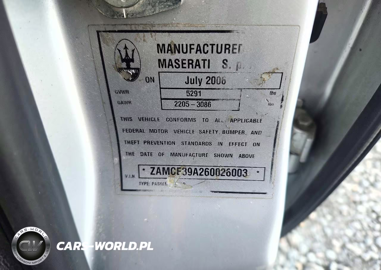 2006 Maserati Quattroporte M139 VIN:ZAMCE39A260026003 - 12