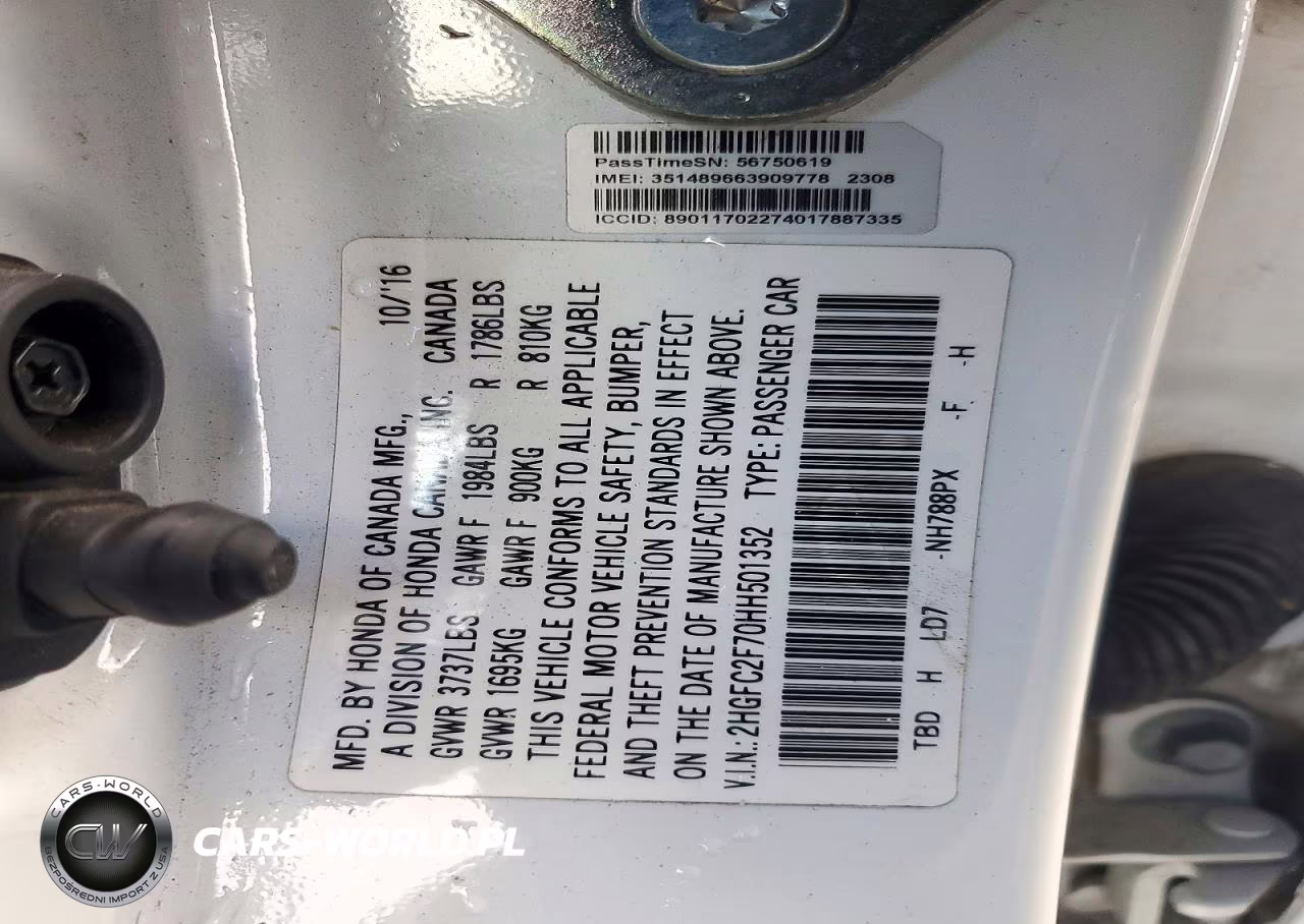 2017 Honda Civic Ex VIN:2HGFC2F70HH501352 - 12