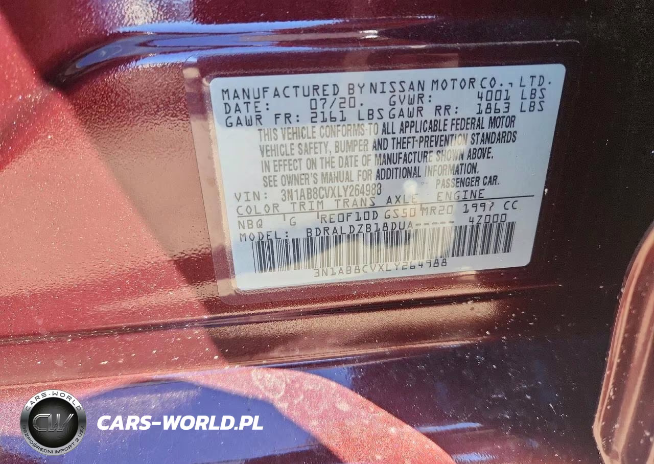 2020 Nissan Sentra Sv VIN:3N1AB8CVXLY264988 - 12
