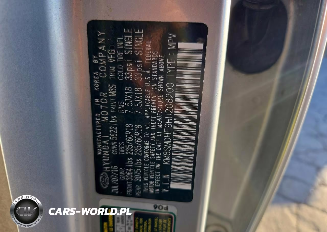 2017 Hyundai Santa Fe Se VIN:KM8SMDHF9HU208200 - 13