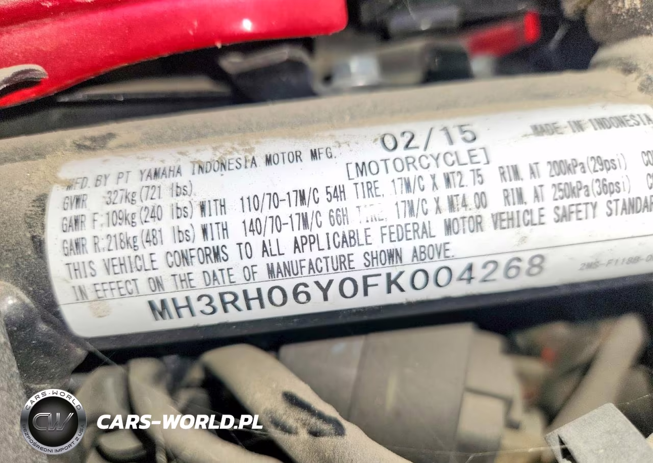 2015 Yamaha Yzfr3 VIN:MH3RH06Y0FK004268 - 8