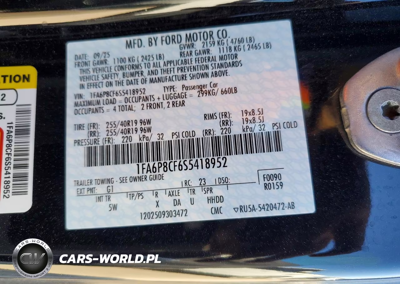 2025 Ford Mustang Gt VIN:1FA6P8CF6S5418952 - 12