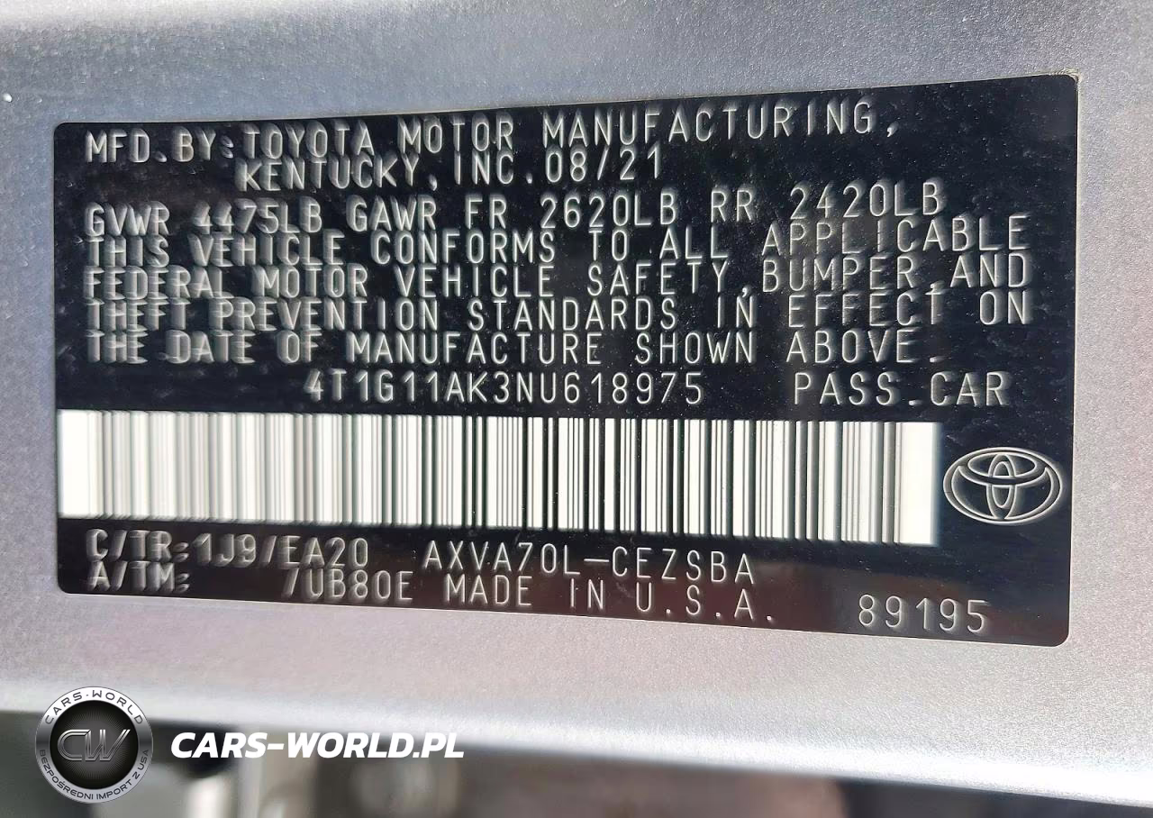 2022 Toyota Camry Se VIN:4T1G11AK3NU618975 - 12