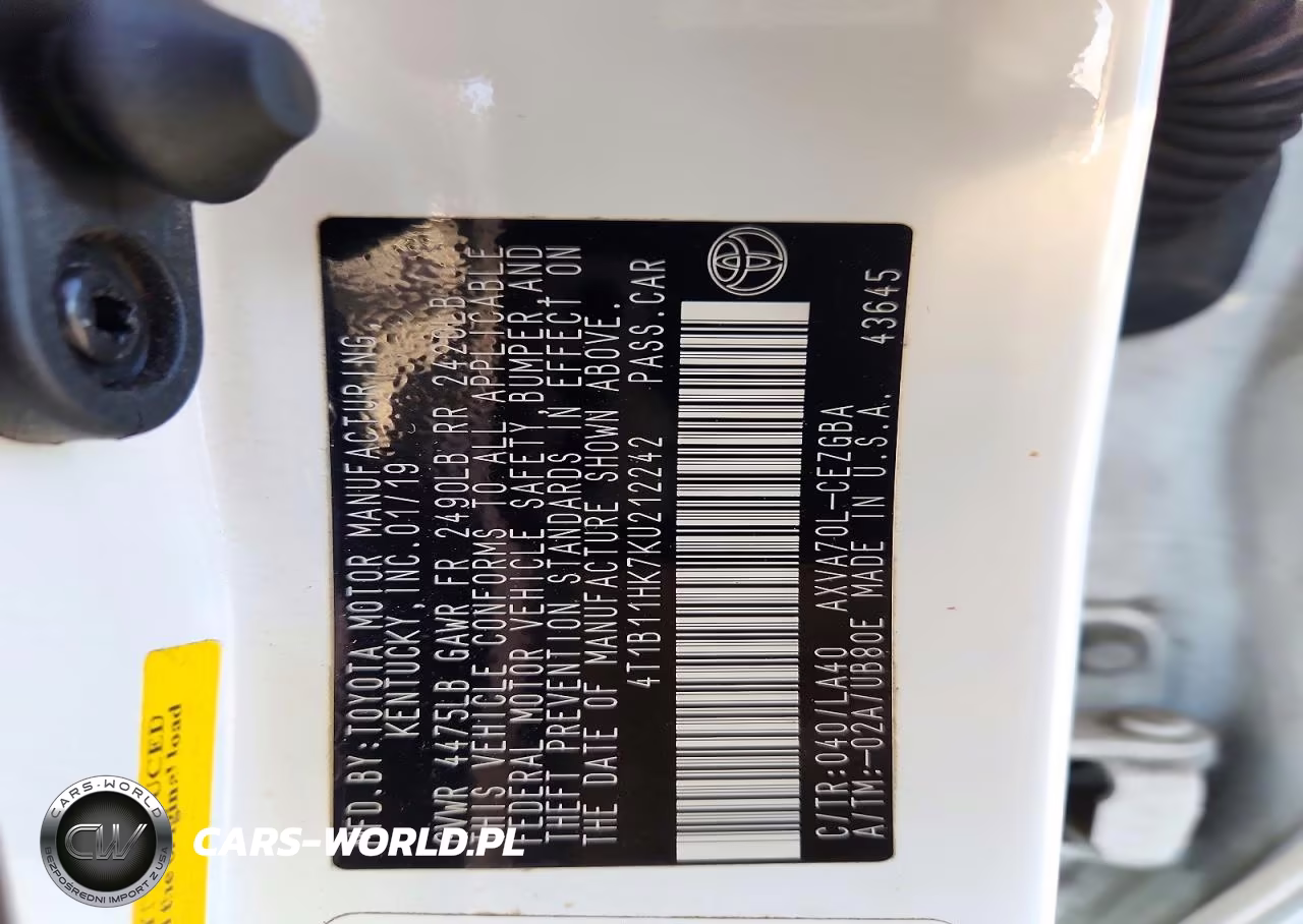 2019 Toyota Camry Xle VIN:4T1B11HK7KU212242 - 12