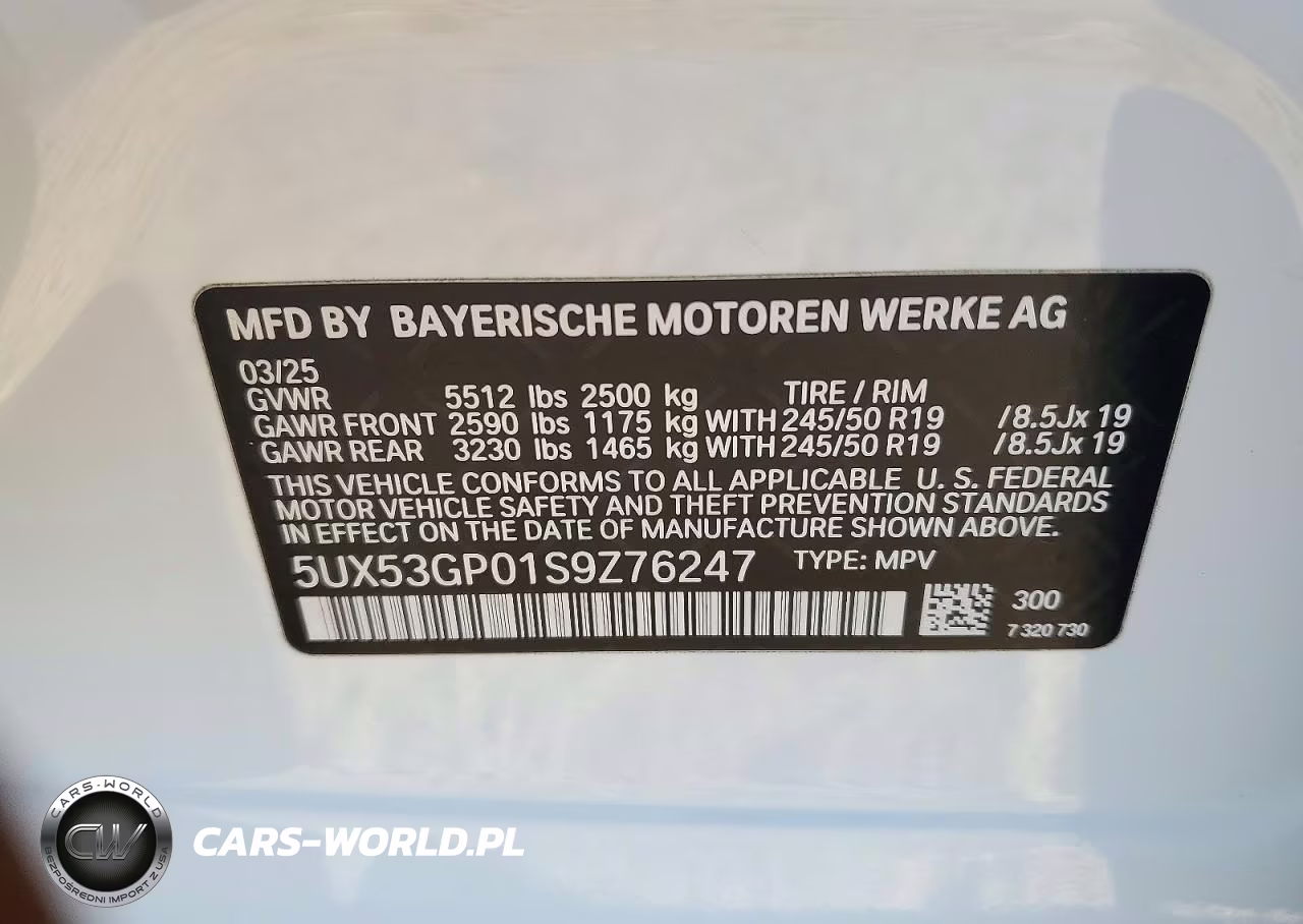2025 BMW X3 30 xDrive VIN:5UX53GP01S9Z76247 - 14