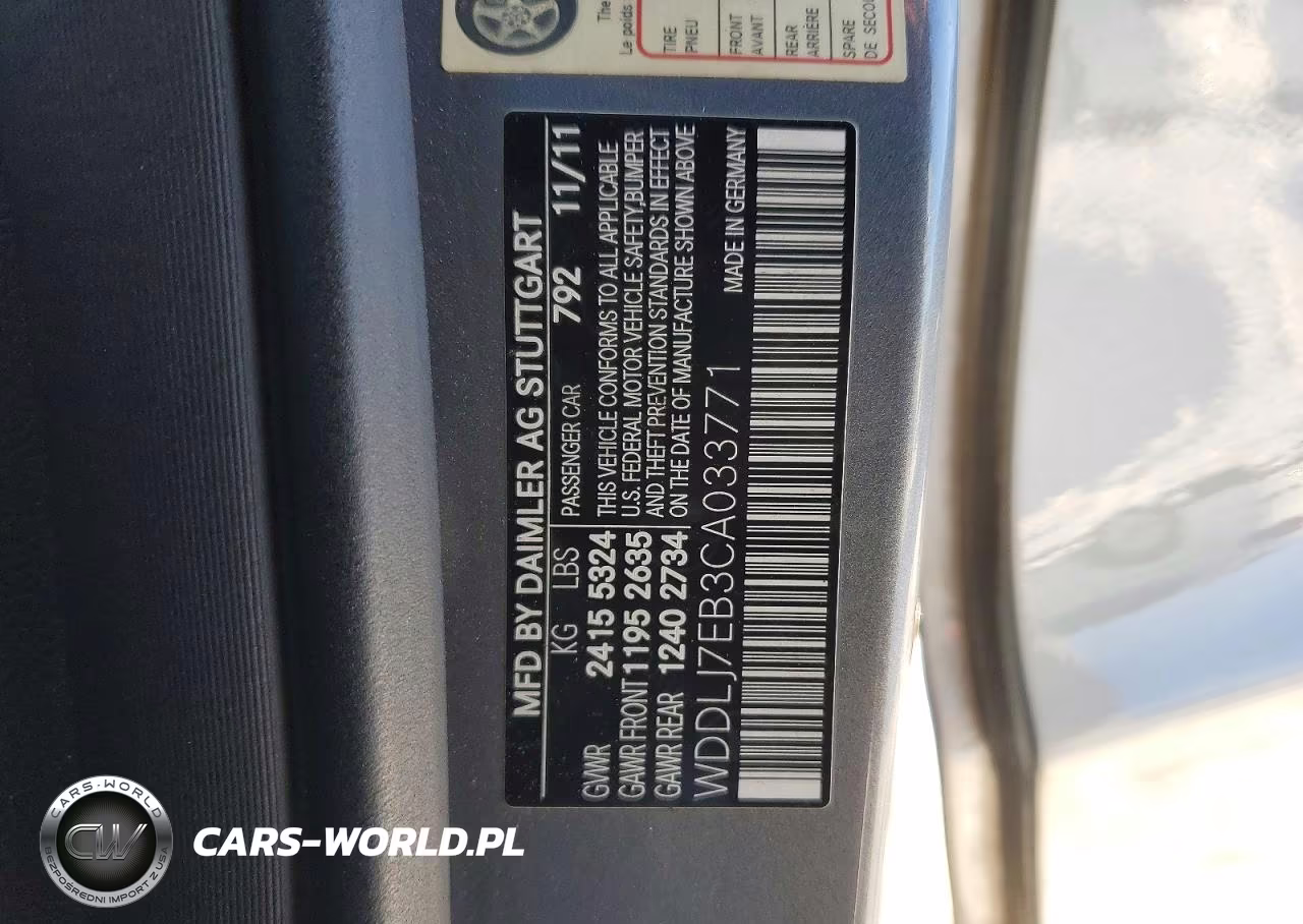 2012 Mercedes-Benz Cls 63 Amg VIN:WDDLJ7EB3CA033771 - 12