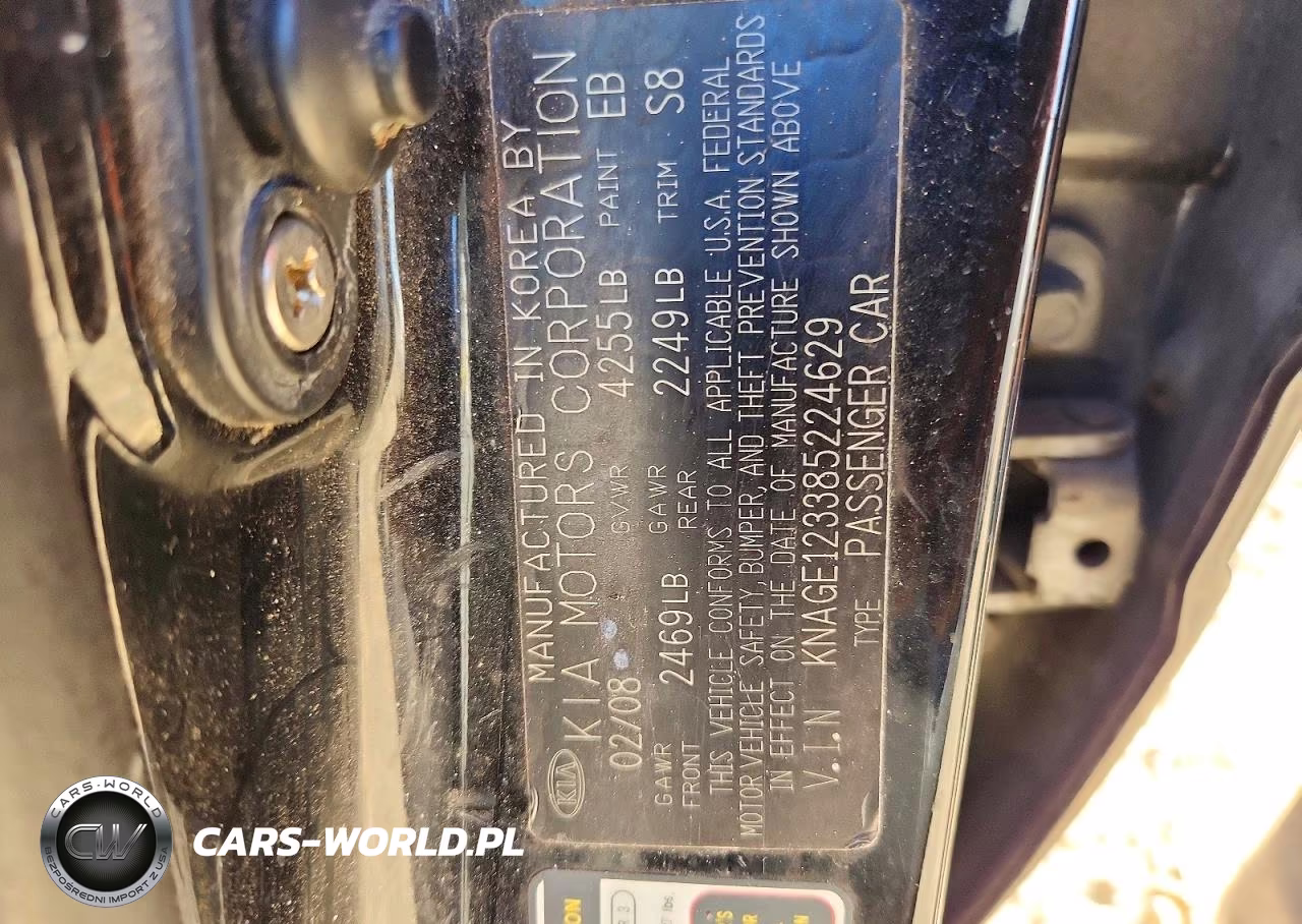 2008 Kia Optima Lx VIN:KNAGE123385224629 - 12