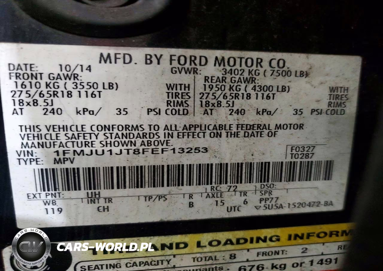 2015 Ford Expedition Xlt VIN:1FMJU1JT8FEF13253 - 13