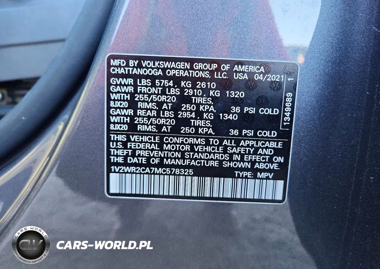 2021 Volkswagen Atlas Se VIN:1V2WR2CA7MC578325 - 13
