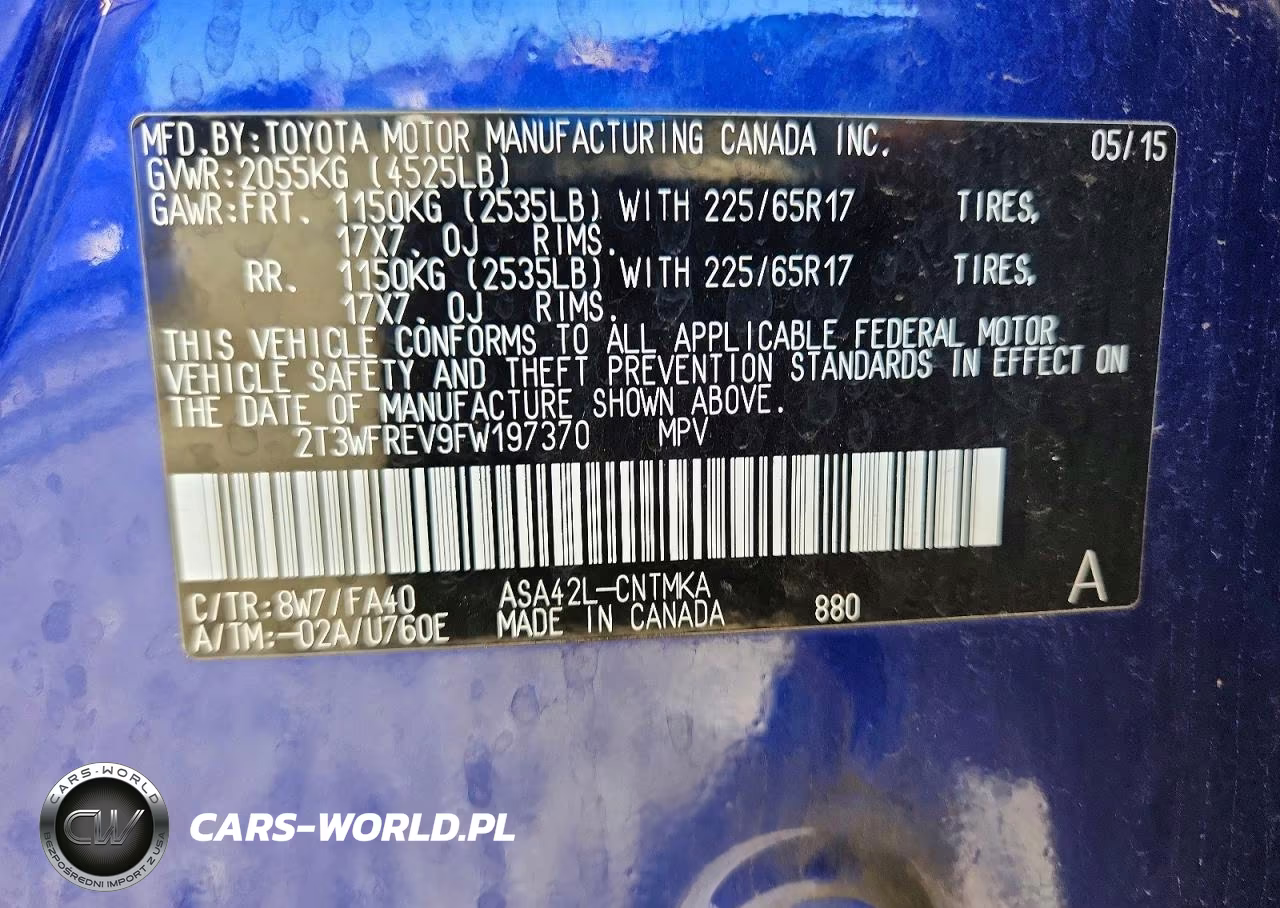 2015 Toyota Rav4 Xle VIN:2T3WFREV9FW197370 - 12