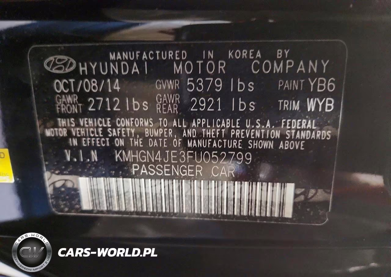 2015 Hyundai Genesis 3.8L VIN:KMHGN4JE3FU052799 - 12