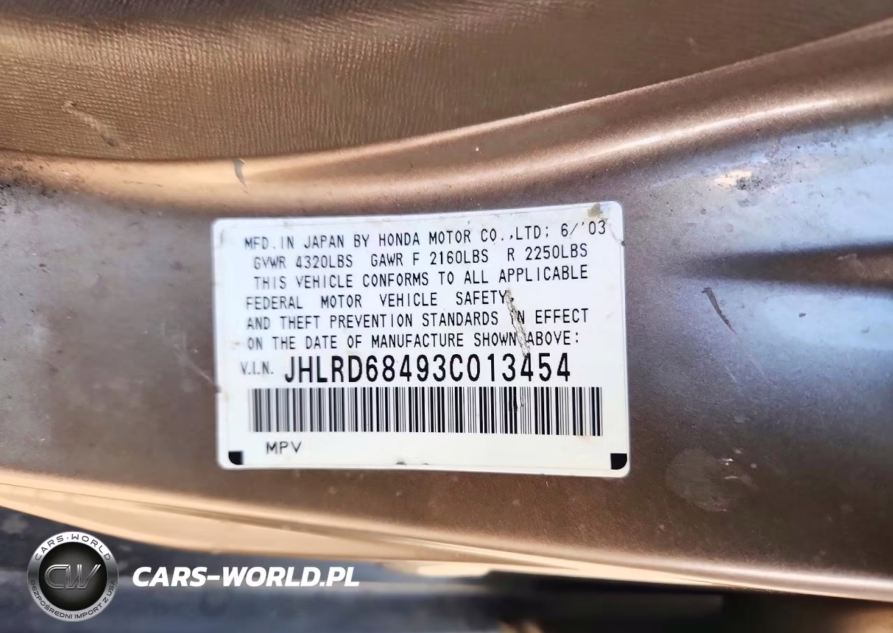 2003 Honda Cr-V Lx VIN:JHLRD68493C013454 - 12