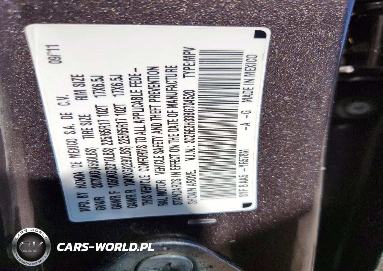 2011 Honda Cr-V Lx VIN:3CZRE3H33BG704520 - 12