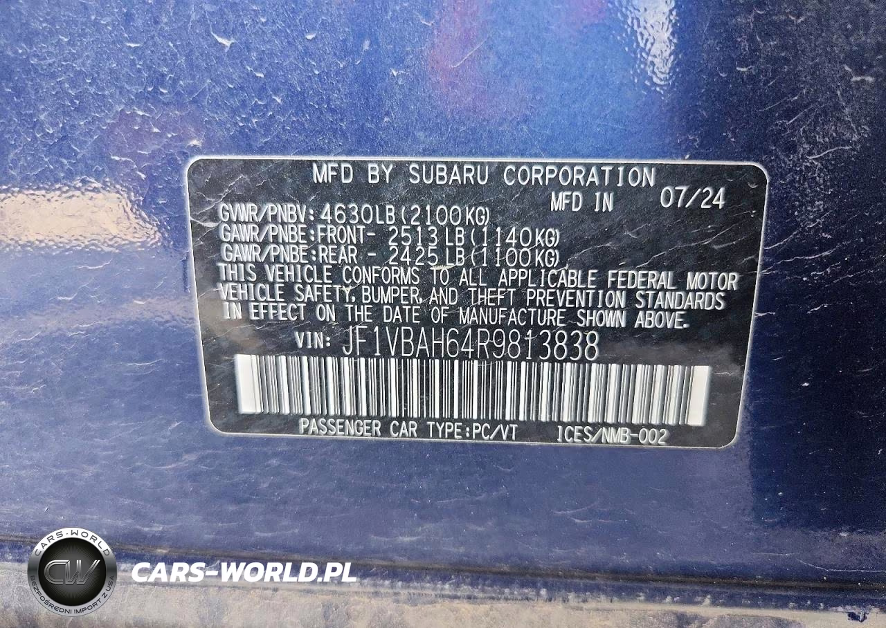 2024 Subaru Wrx Premium VIN:JF1VBAH64R9813838 - 13