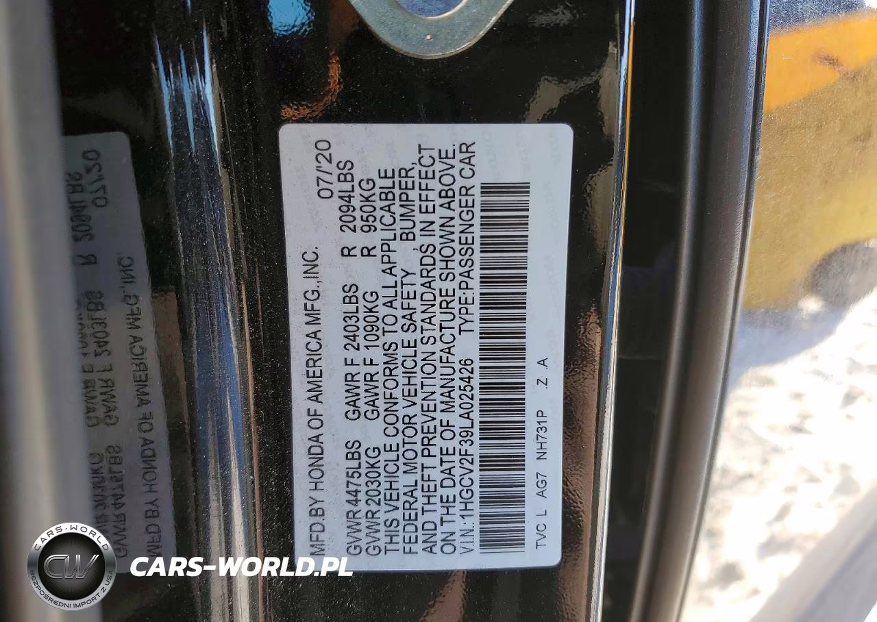 2020 Honda Accord Sport VIN:1HGCV2F39LA025426 - 12