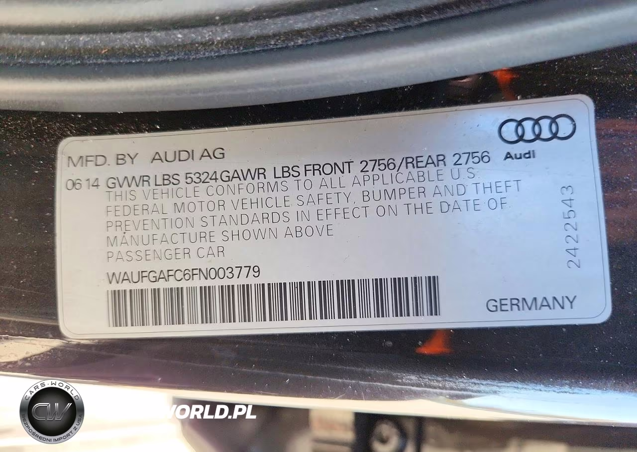 2015 Audi A6 Premium Plus VIN:WAUFGAFC6FN003779 - 12