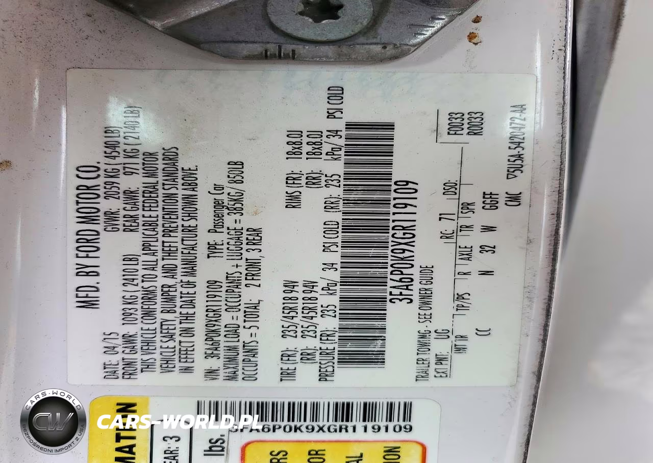 2016 Ford Fusion Titanium VIN:3FA6P0K9XGR119109 - 12