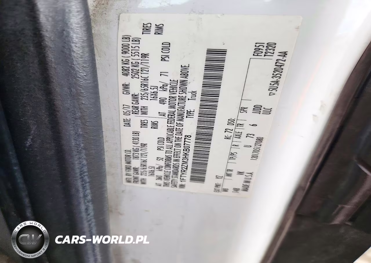2017 Ford Transit T-250 VIN:1FTYR2ZM3HKB07778 - 12