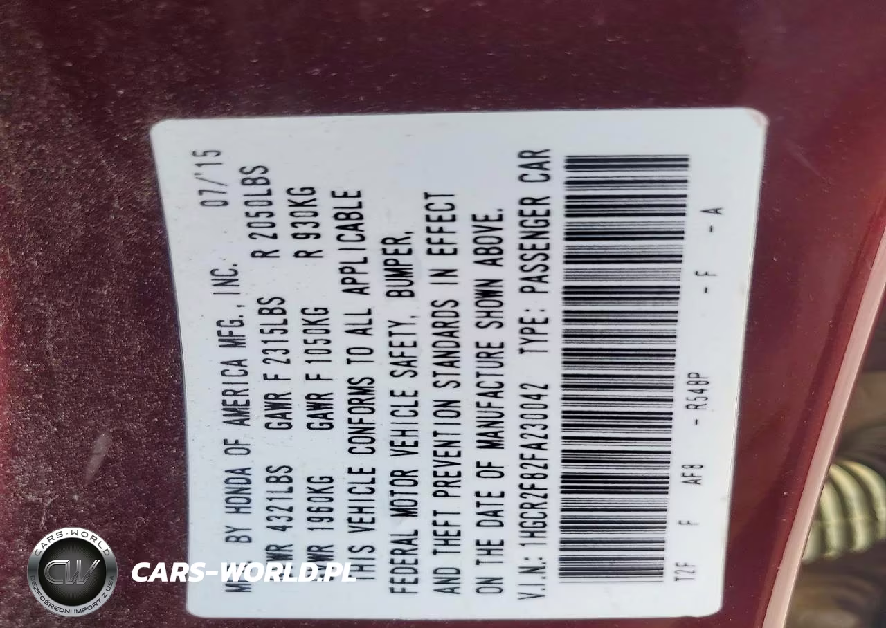 2015 Honda Accord Exl VIN:1HGCR2F82FA230042 - 12