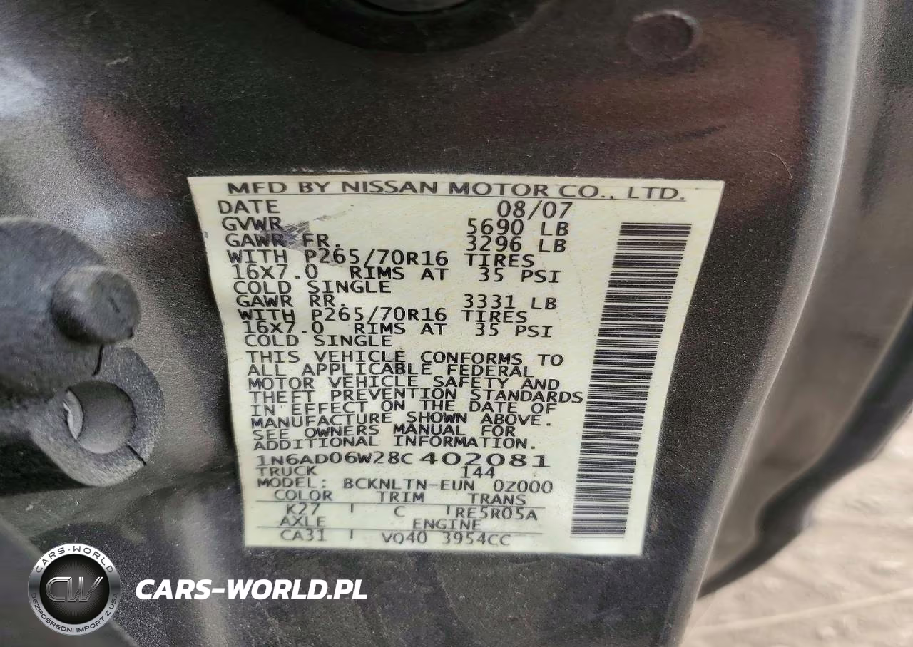 2008 Nissan Frontier Se V6 VIN:1N6AD06W28C402081 - 12