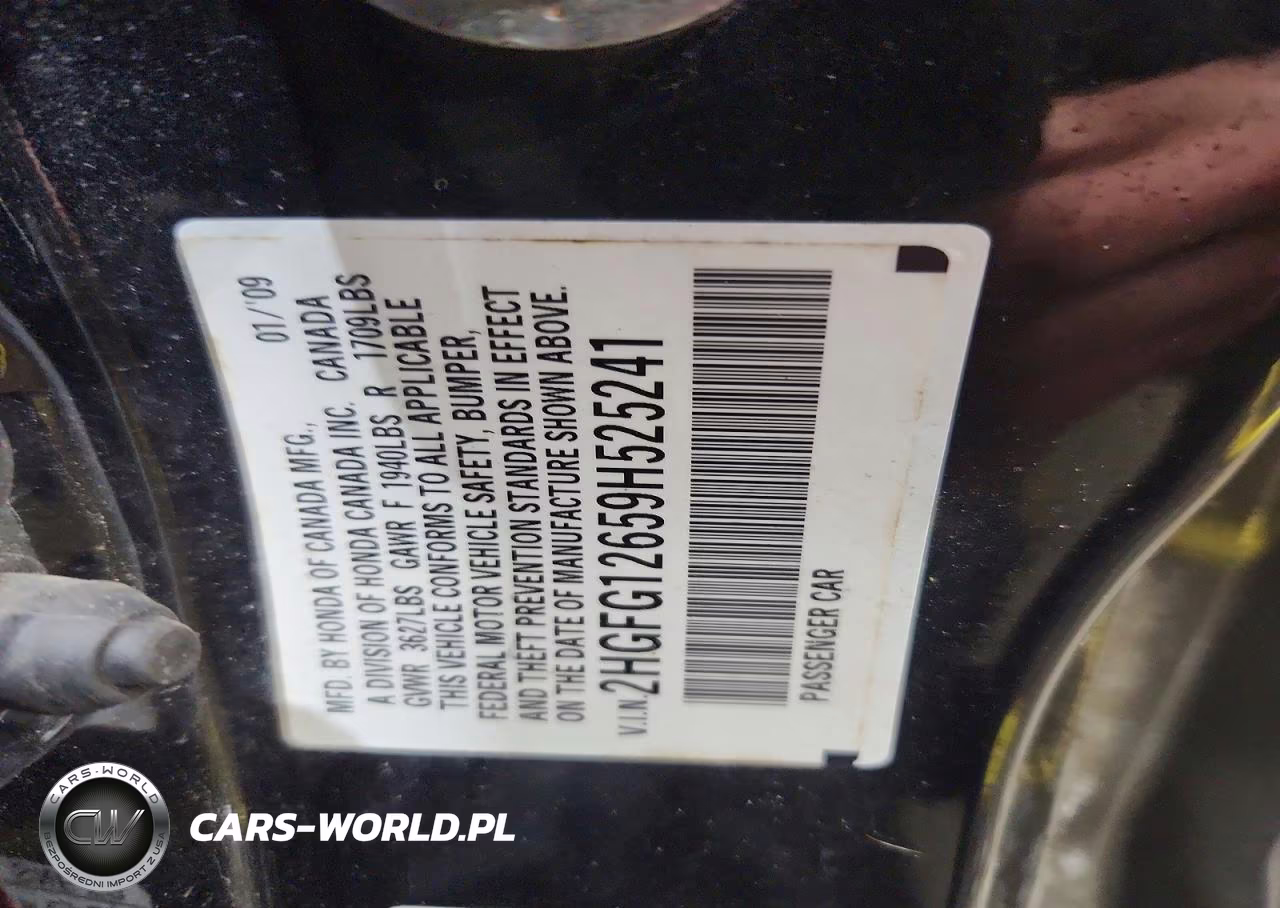 2009 Honda Civic Lx VIN:2HGFG12659H525241 - 12