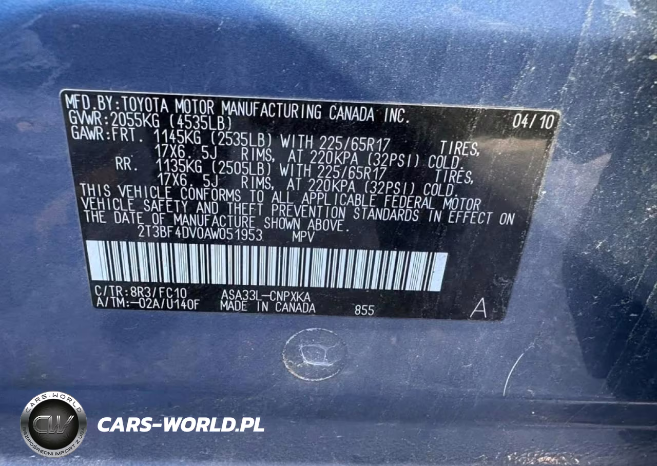 2010 Toyota Rav4 Base VIN:2T3BF4DV0AW051953 - 10