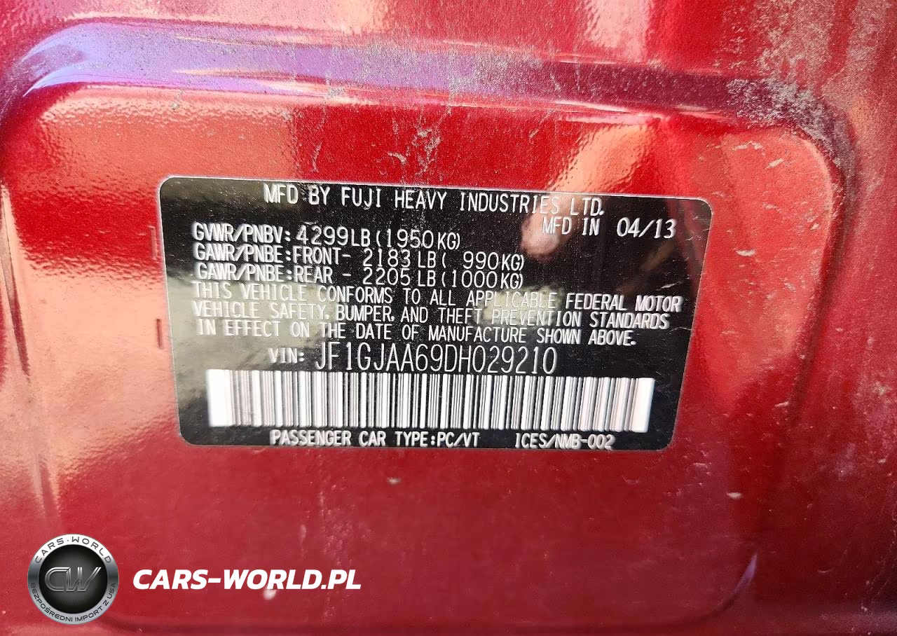 2013 Subaru Impreza VIN:JF1GJAA69DH029210 - 12