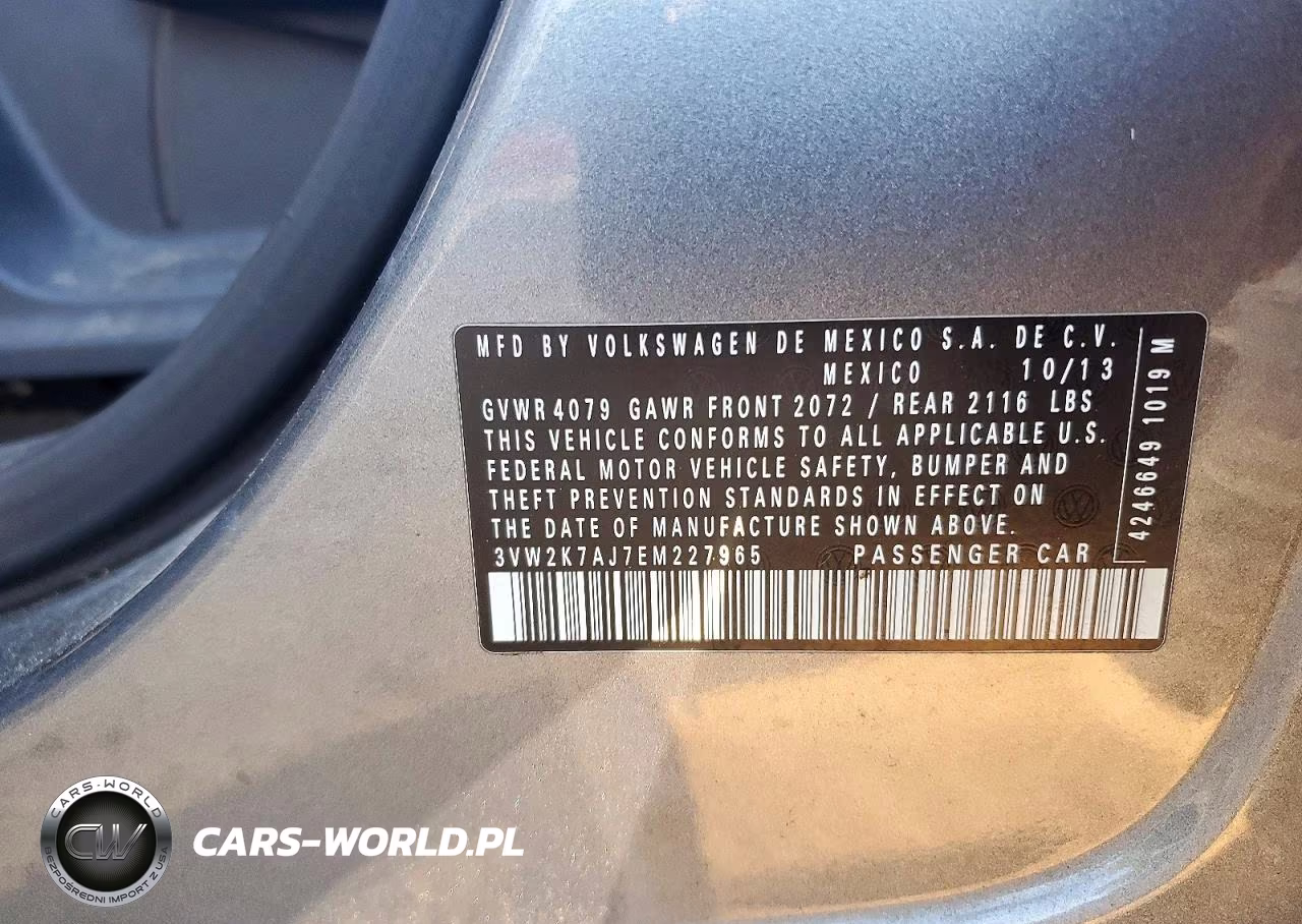 2014 Volkswagen Jetta Base VIN:3VW2K7AJ7EM227965 - 12