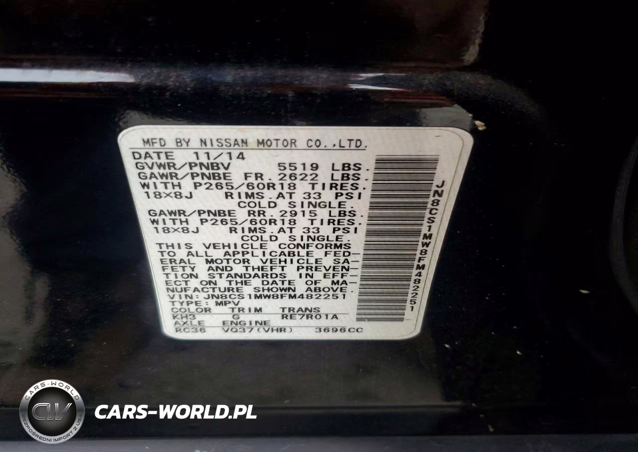 2015 Infiniti Qx70 VIN:JN8CS1MW8FM482251 - 13