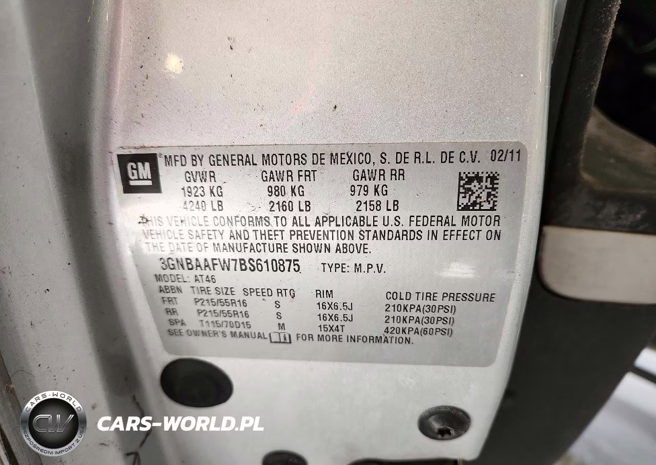 2011 Chevrolet Hhr Ls VIN:3GNBAAFW7BS610875 - 12