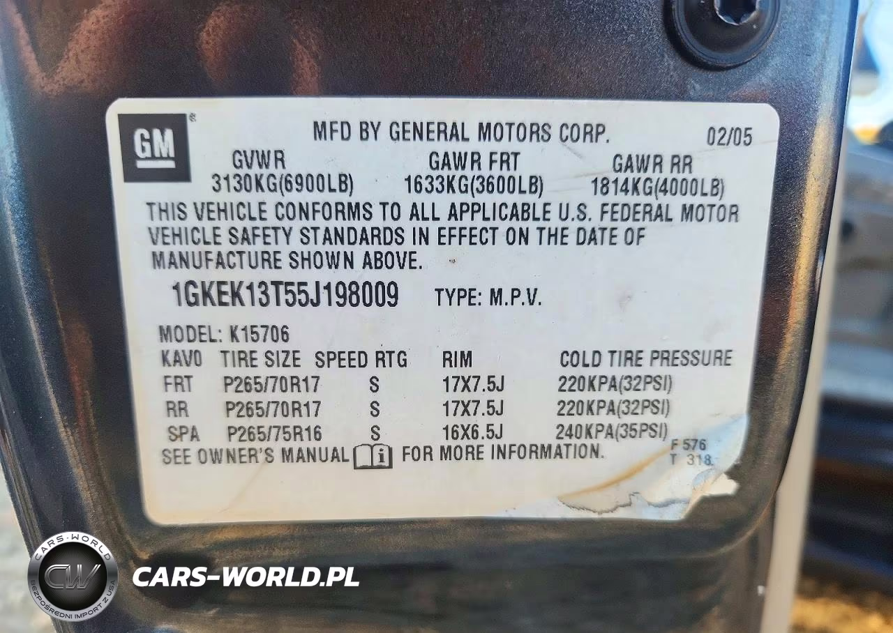 2005 GMC Yukon VIN:1GKEK13T55J198009 - 13