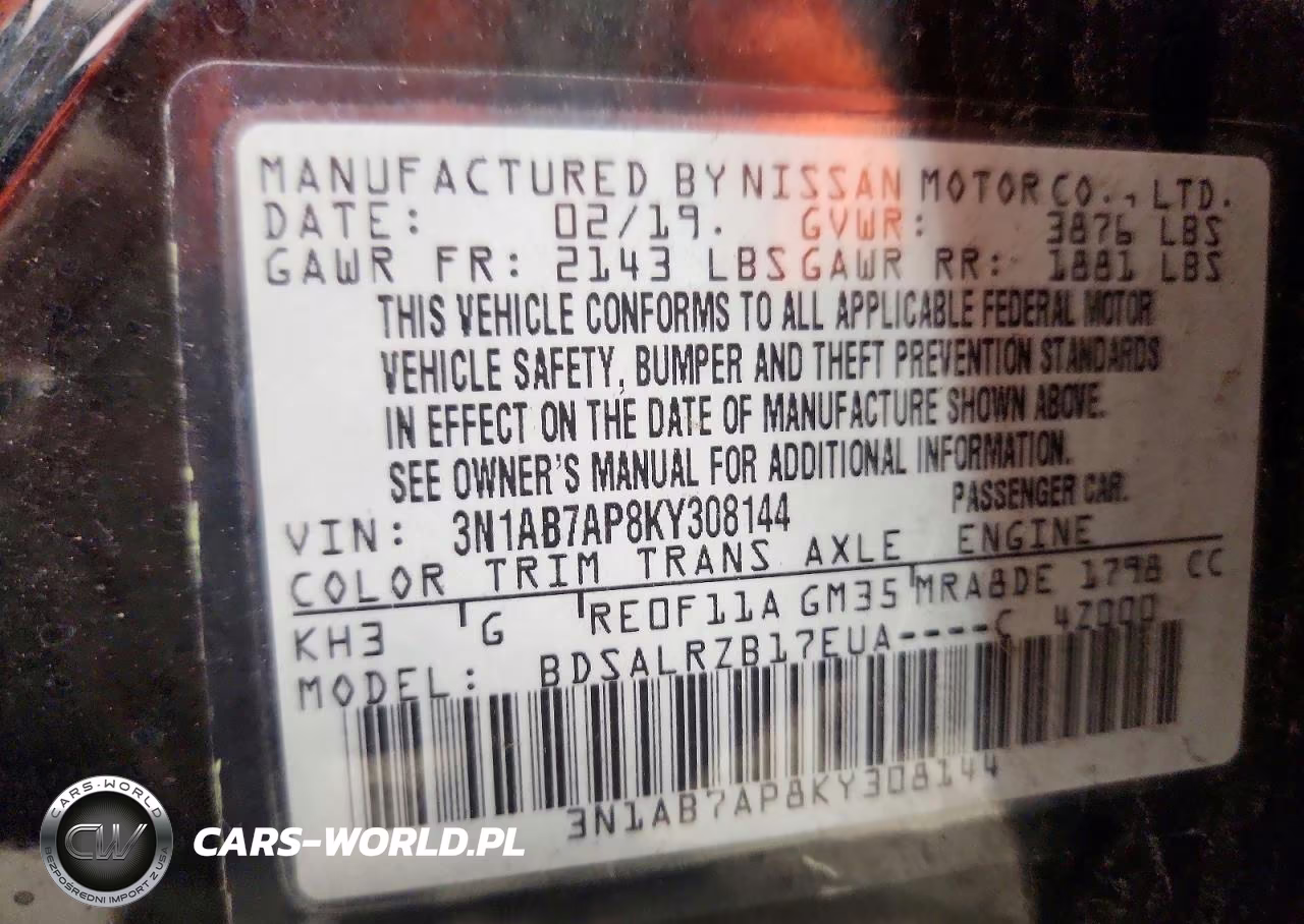2019 Nissan Sentra Sr VIN:3N1AB7AP8KY308144 - 12