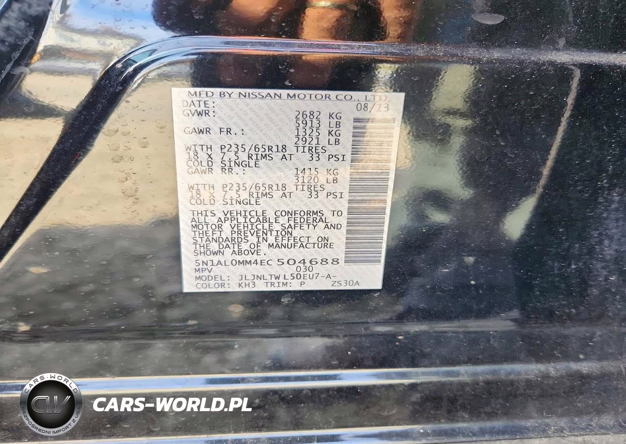 2014 Infiniti Qx60 Base VIN:5N1AL0MM4EC504688 - 13
