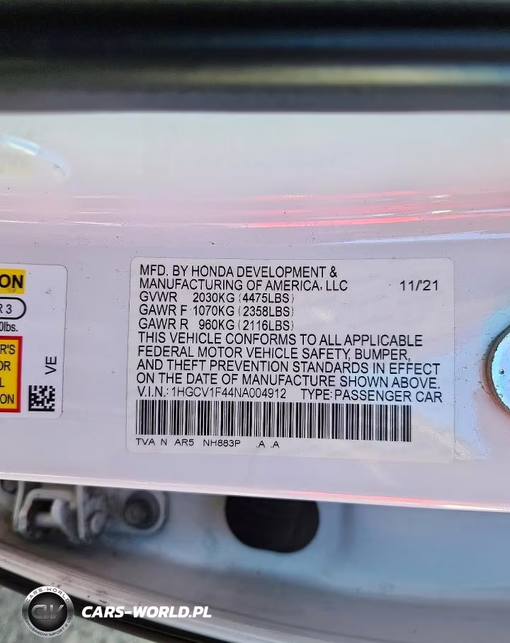 2022 Honda Accord Sport Se VIN:1HGCV1F44NA004912 - 12