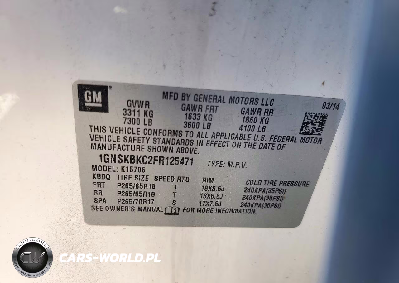 2015 Chevrolet Tahoe K1500 Lt VIN:1GNSKBKC2FR125471 - 13