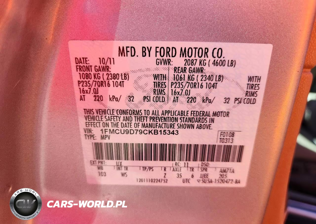 2012 Ford Escape Xlt VIN:1FMCU9D79CKB15343 - 12