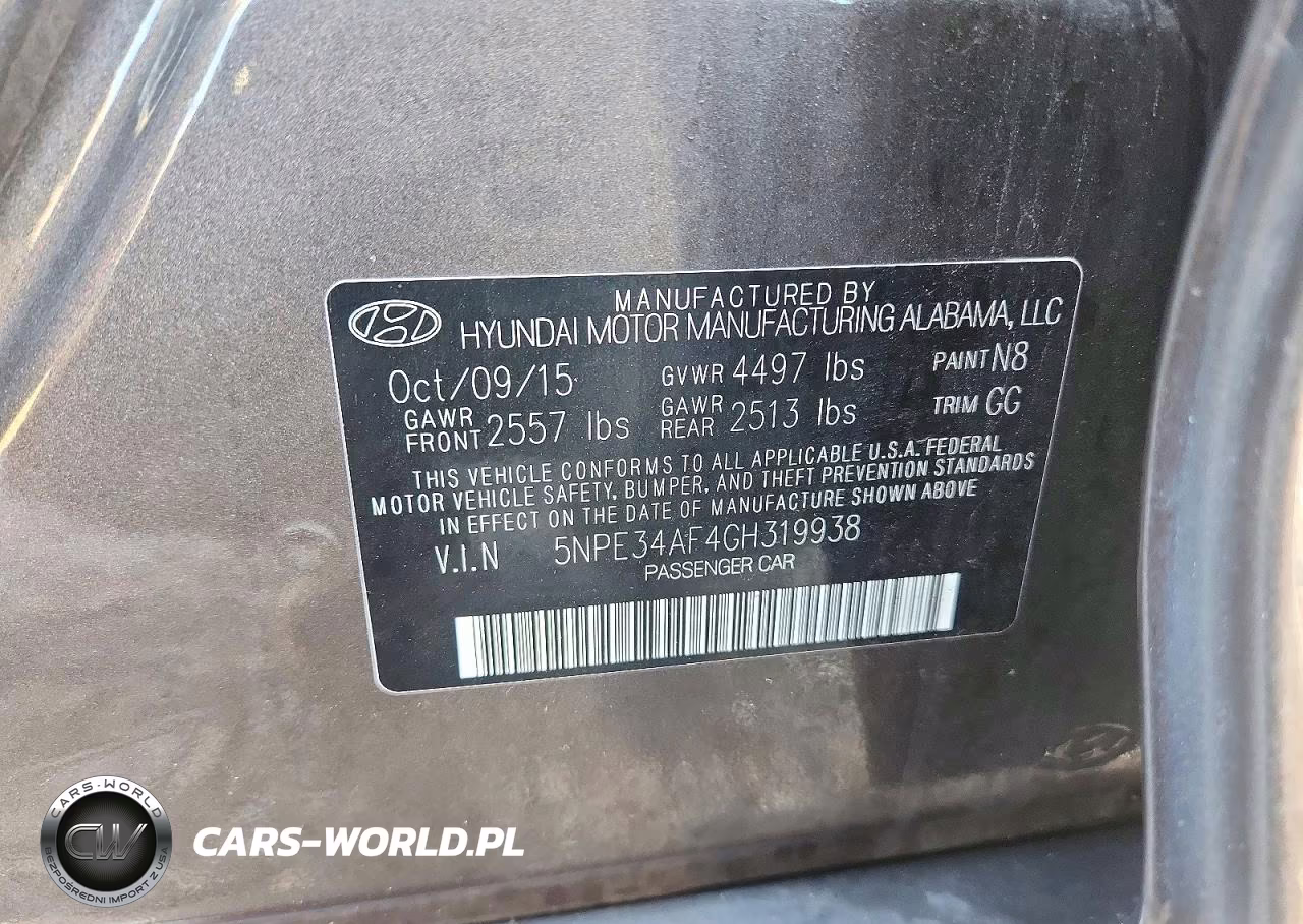 2016 Hyundai Sonata Sport VIN:5NPE34AF4GH319938 - 12