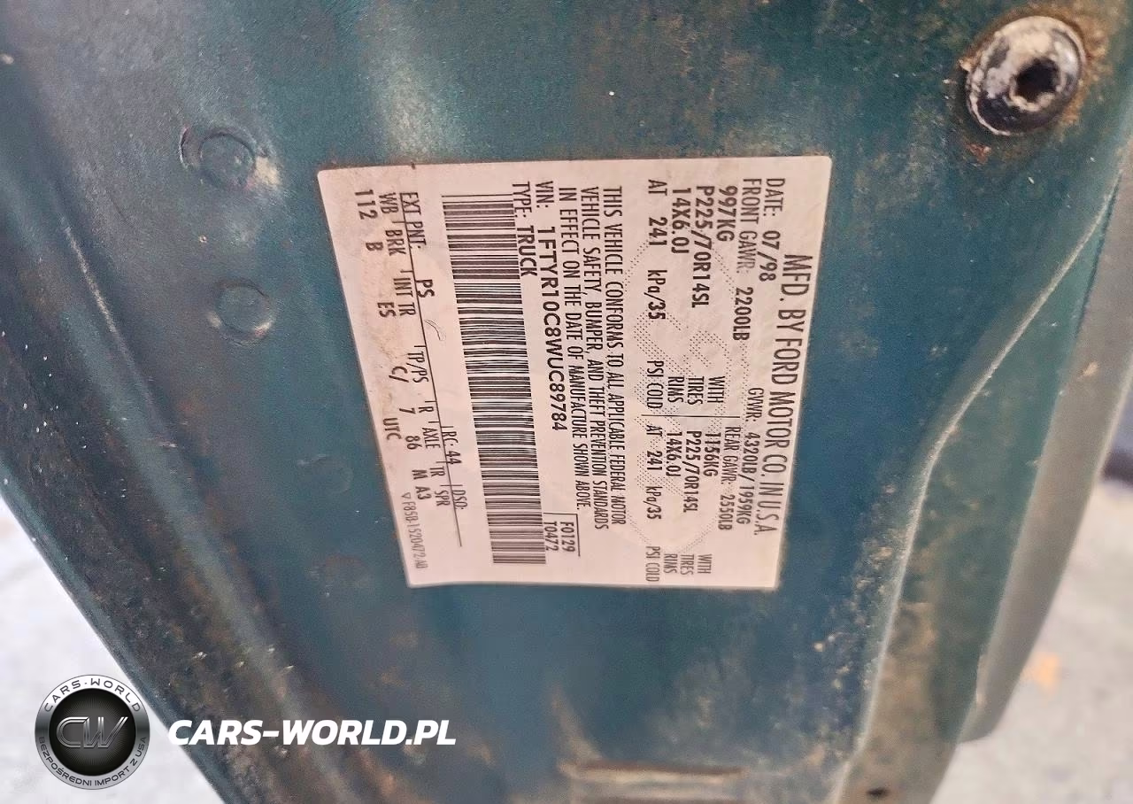 1998 Ford Ranger VIN:1FTYR10C8WUC89784 - 12