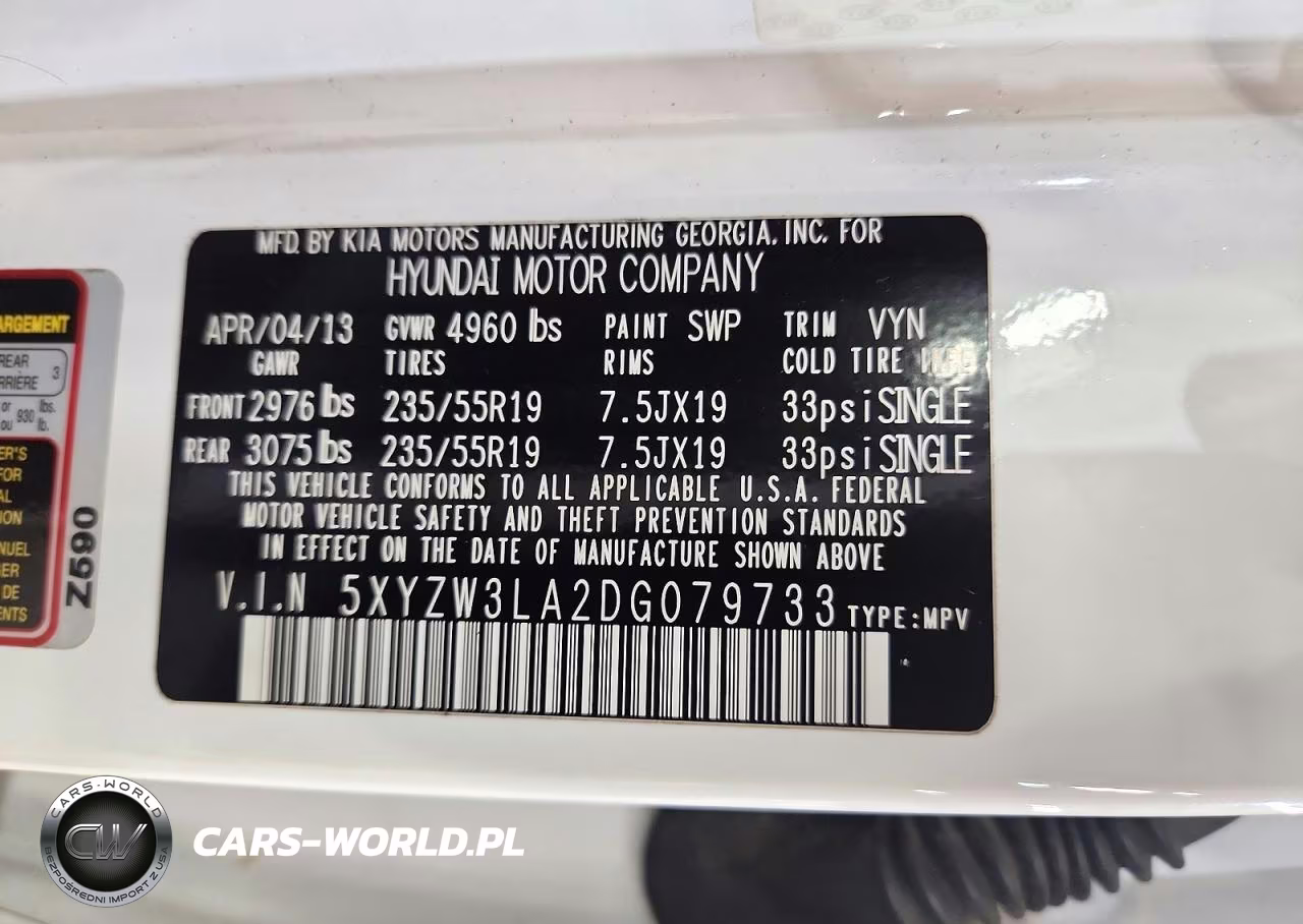 2013 Hyundai Santa Fe Sport 2.0T VIN:5XYZW3LA2DG079733 - 13