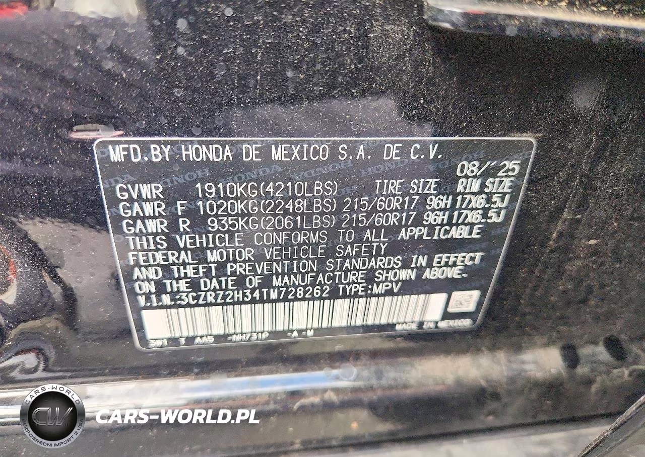 2026 Honda Hr-V Lx VIN:3CZRZ2H34TM728262 - 13