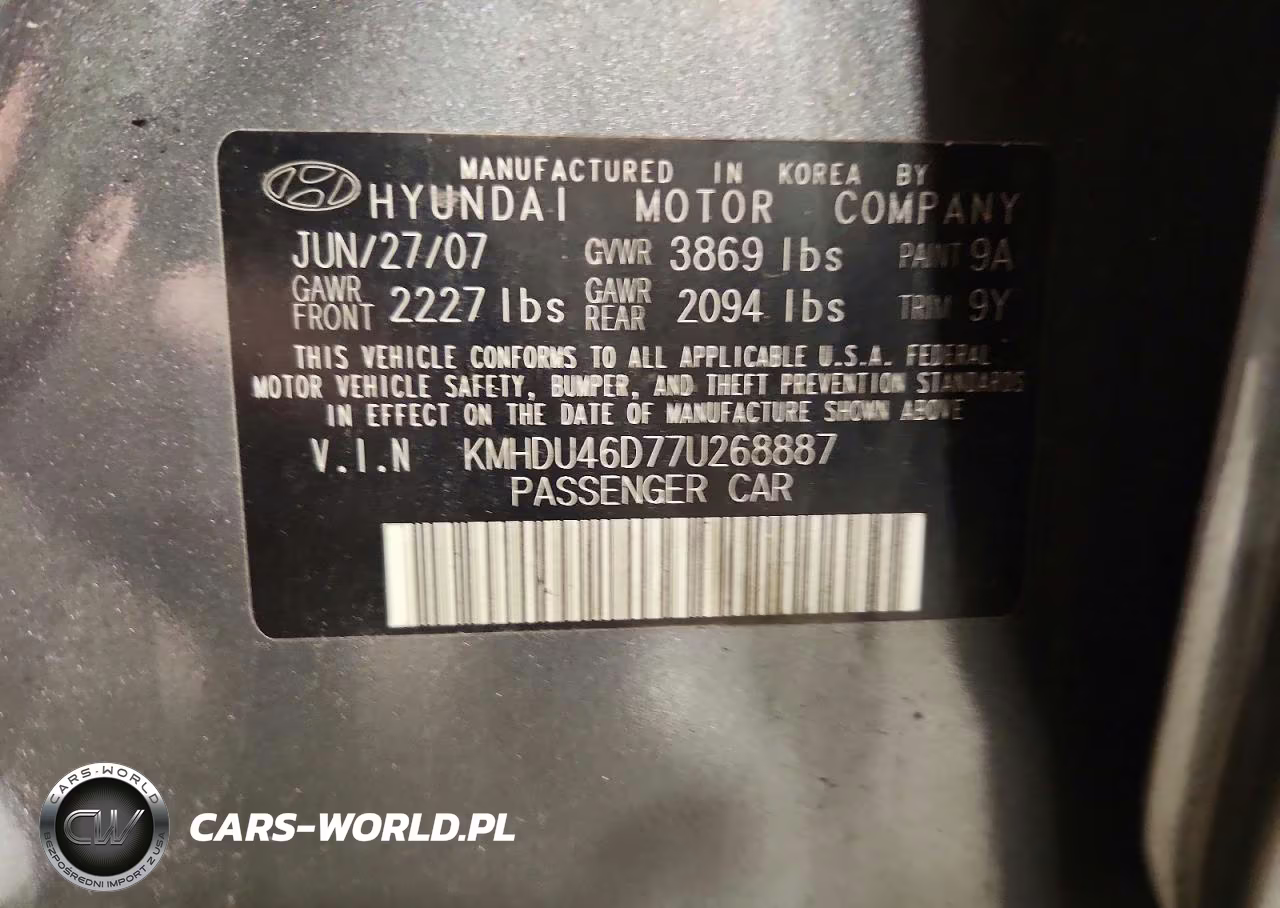 2007 Hyundai Elantra Gls VIN:KMHDU46D77U268887 - 13