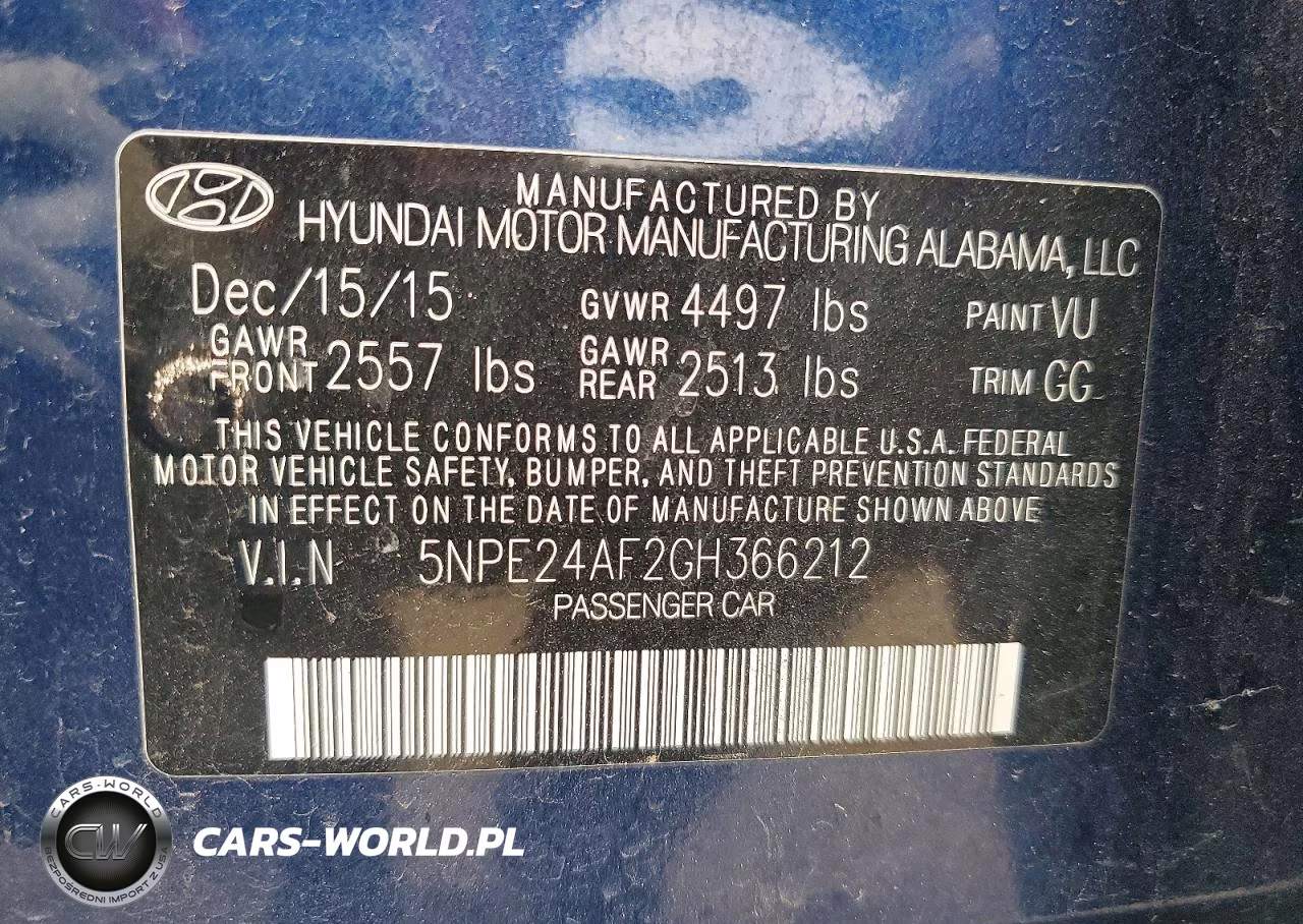 2016 Hyundai Sonata Se VIN:5NPE24AF2GH366212 - 12