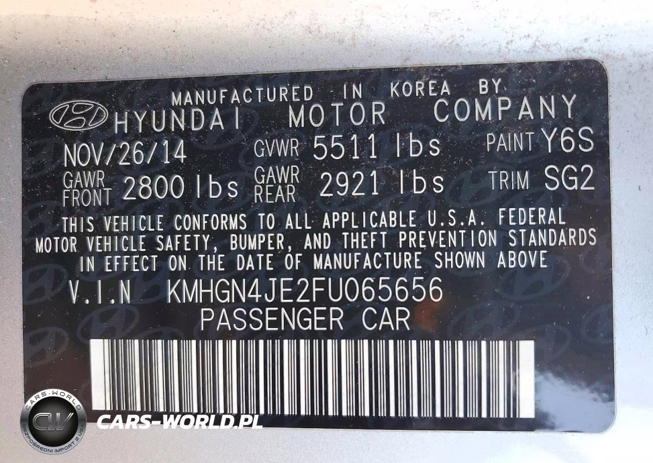 2015 Hyundai Genesis 3.8L VIN:KMHGN4JE2FU065656 - 12